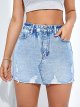 Women's Casual Ripped Jean Skirt High Waist Raw Hem Mini Denim Skirts