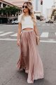 Women's High Waist Flowy Pleated Chiffon Maxi Skirt