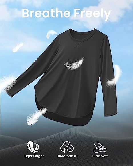 Women's UPF 50+ UV Shirt Long Sleeve Outdoor Fitness Hiking Top Quick Dry Lightweight